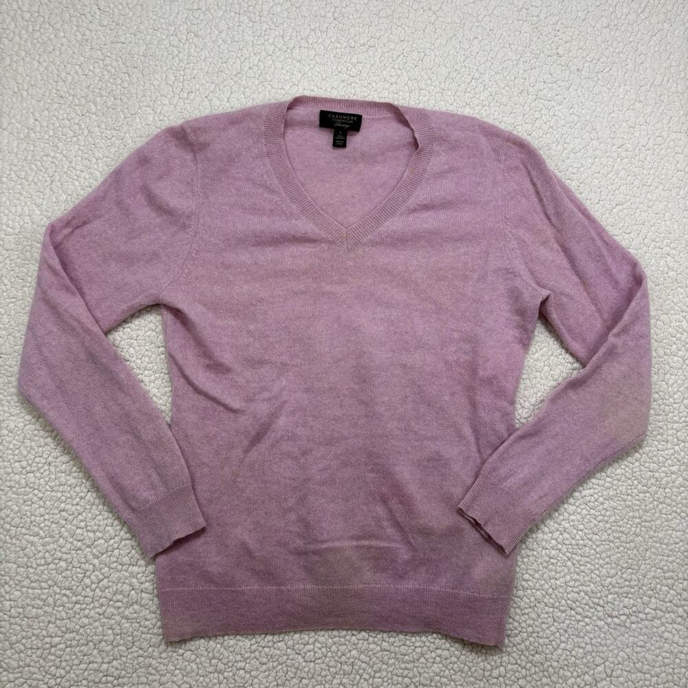 Charter Club Luxury 100% Cashmere Pink V-Neck Sweater Womens Large FLAWS READ